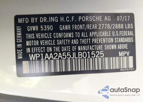 2018 Porsche Macan из США, поврежденный, VIN WP1AA2A55JLB01525